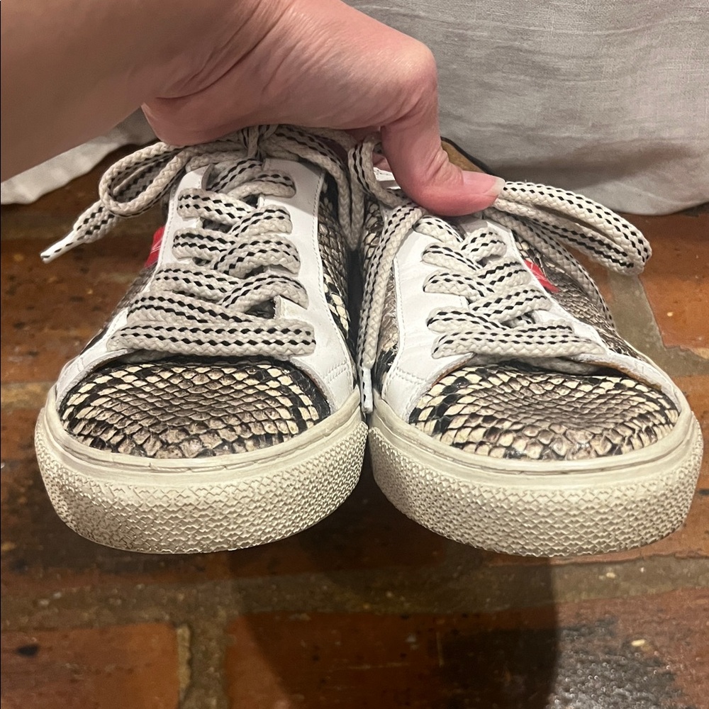 Veronica Beard Sami Python Print Leather Sneakers… - image 3